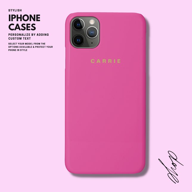 Modern Minimalist Simple Monogram Pink and Gold Case-Mate iPhone Case (Creator Uploaded)