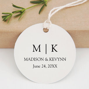 Modern Minimalist Simple Monogram Wedding  Favour Tags