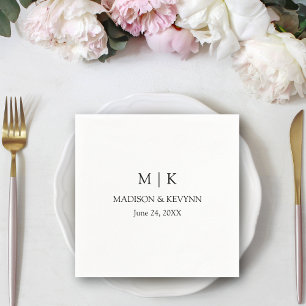 Modern Minimalist Simple Monogram Wedding Napkin