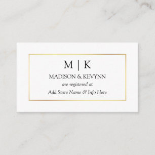 Modern Minimalist Simple Monogram Wedding Registry Enclosure Card