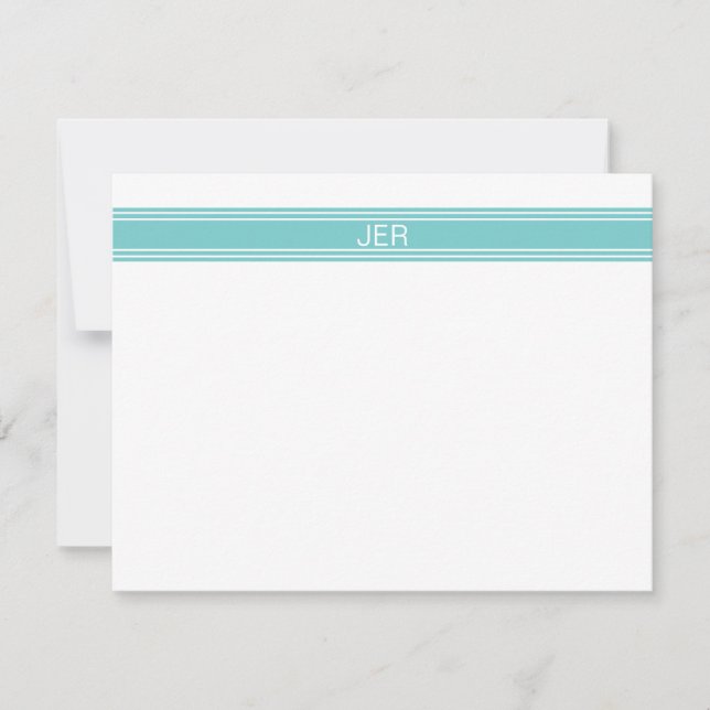 Modern Minimalist Simple Monogrammed Teal Card (Front)
