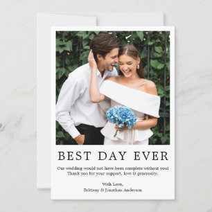 Modern Minimalist Simple Photo Best Day Ever Thank You Card
