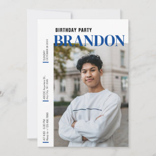 Modern minimalist simple photo birthday  invitation