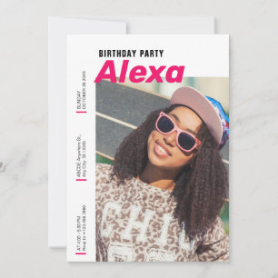 Modern minimalist simple photo birthday  invitation