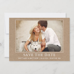 Modern Minimalist Simple Photo Kraft Save The Date