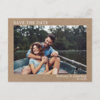 Modern Minimalist Simple Photo Save The Date Kraft