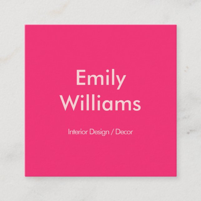 Modern Minimalist Simple Pink Square Business Card (Front)