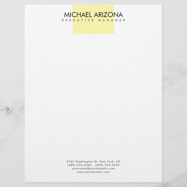 Modern Minimalist Simple Plain Custom Letterhead (Front)