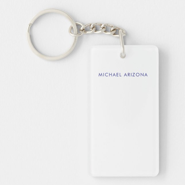 Modern Minimalist Simple Plain Own Name Key Ring (Front)