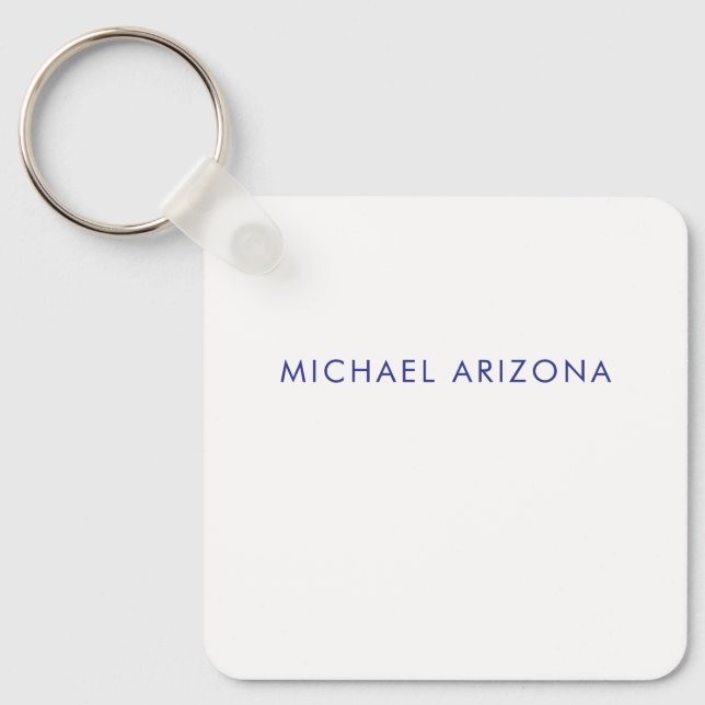 Modern Minimalist Simple Plain Own Name Key Ring (Front)