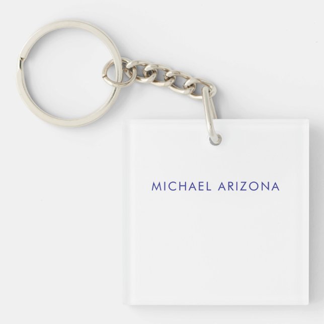 Modern Minimalist Simple Plain Own Name Key Ring (Front)