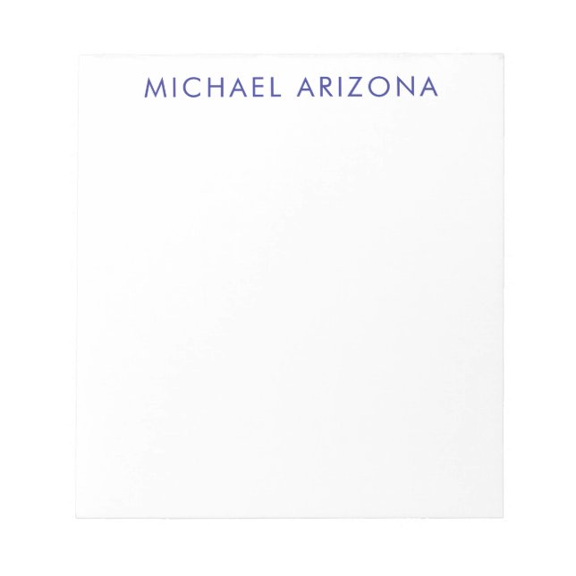 Modern Minimalist Simple Plain Own Name Notepad (Front)