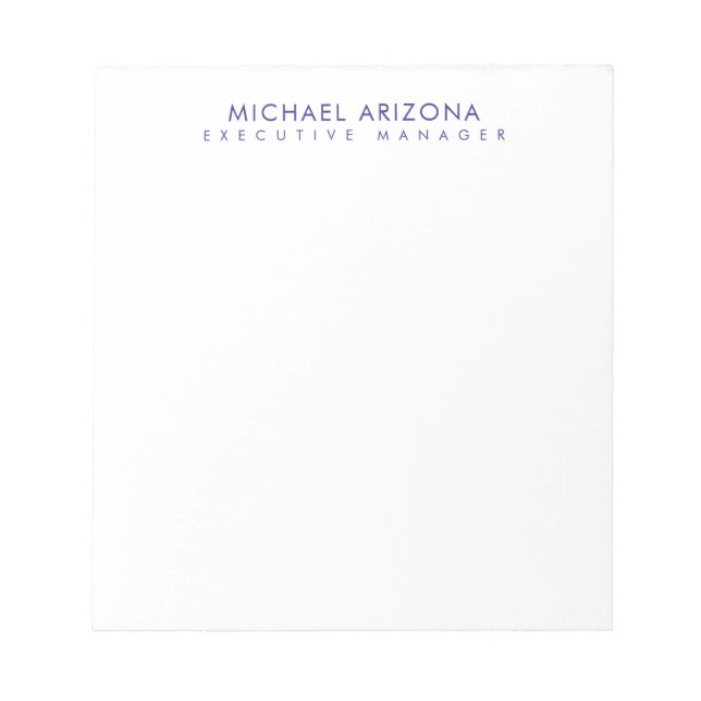 Modern Minimalist Simple Plain Own Name Notepad (Front)