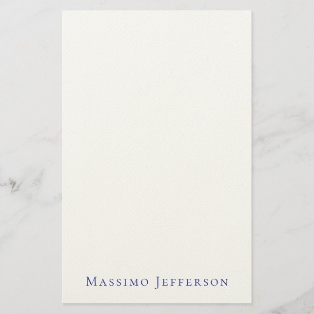 Modern Minimalist Simple Plain Own Name Stationery (Front)