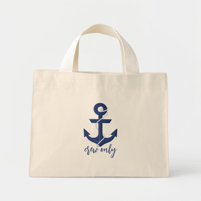 Modern Minimalist Simple Preppy Coastal Nautical Mini Tote Bag (Front)