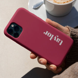 Modern Minimalist Simple Preppy Pink Personalised iPhone 15 Pro Case