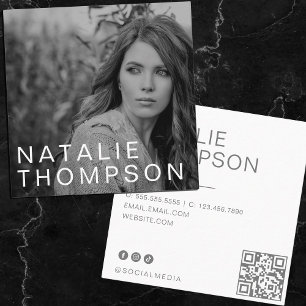 Modern Minimalist Simple Professional Photo Cool Square Business Card