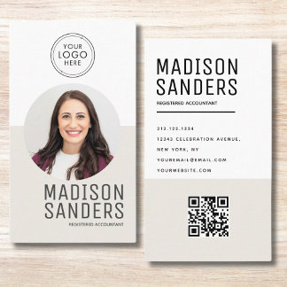 Modern Minimalist Simple Professional Photo QR Business Card