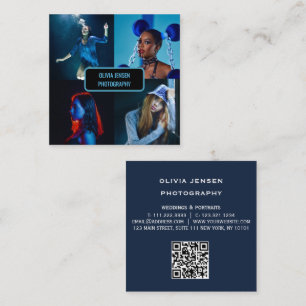 Modern Minimalist Simple Professional Photo qr cod Square Business Card