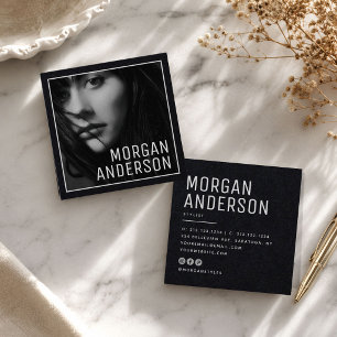 Modern Minimalist Simple Professional Photo Square Business Card