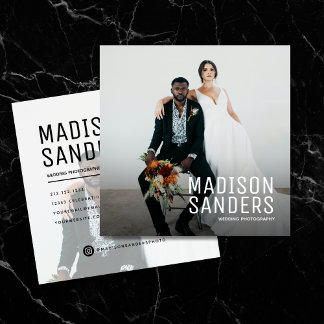 Modern Minimalist Simple Professional Photo Square Business Card