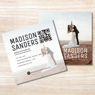 Modern Minimalist Simple Professional Photo Square Business Card