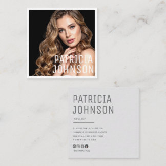 Modern Minimalist Simple Professional Photo Square Business Card