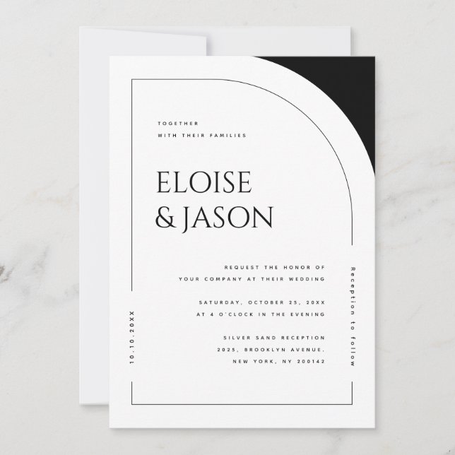 Modern Minimalist Simple QR Code Bold Arch Wedding Invitation (Front)
