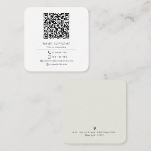 Modern Minimalist Simple QR code personal  Square  Business Card
