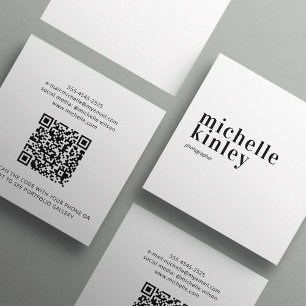 Modern minimalist simple QR code personal Square Business Card