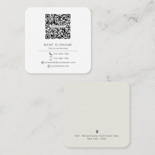 Modern Minimalist Simple QR code personal  Square  Square Business Card