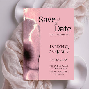 Modern, Minimalist, Simple, Rose Gold and Black Save The Date