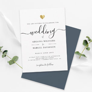 Modern Minimalist Simple Script Calligraphy Gold I Invitation