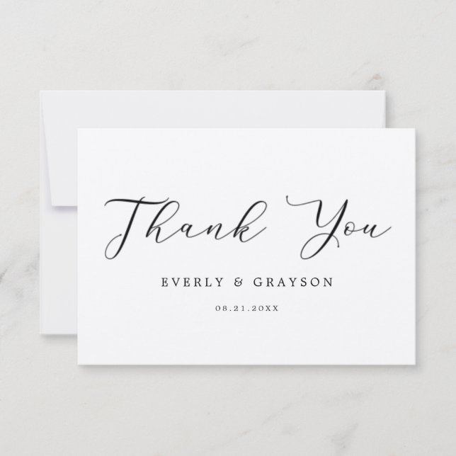 Modern Minimalist Simple Script Thank You Card (Front)
