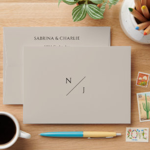 Modern Minimalist Simple Silver Grey Wedding Envelope