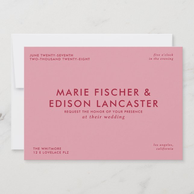 Modern Minimalist Simple Sleek Charming Wedding Invitation (Front)