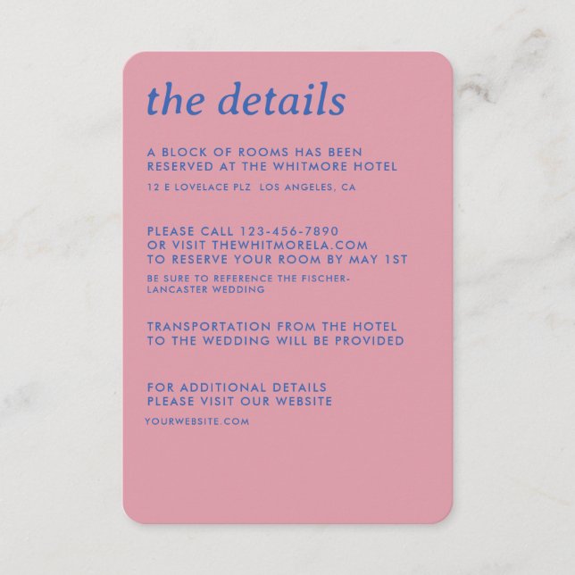 Modern Minimalist Simple Sleek Wedding Details Enclosure Card (Front)