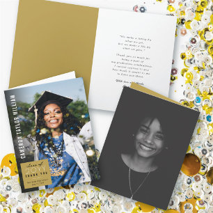 Modern Minimalist Simple Square Photo Graduation Thank You Card