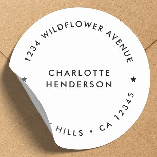 Modern Minimalist   Simple Star Return Address Classic Round Sticker