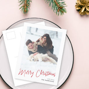 Modern Minimalist   Simple Stylish Christmas Photo Holiday Postcard