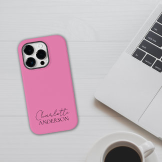 Modern Minimalist Simple Stylish Name Pink Case-Mate iPhone 14 Pro Case