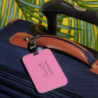 Modern Minimalist Simple Stylish Name Pink  Luggage Tag