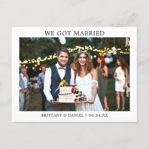 Modern Minimalist Simple We Got Married Postcard