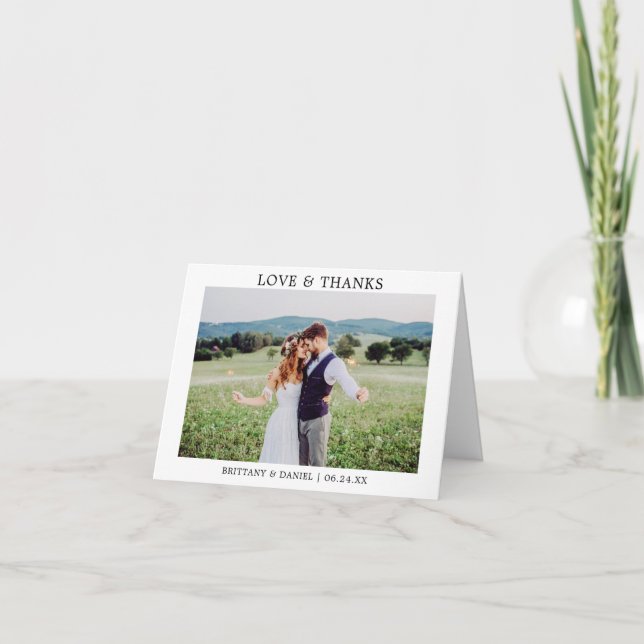 Modern Minimalist Simple Wedding Love Thanks Note Thank You Card (Front)