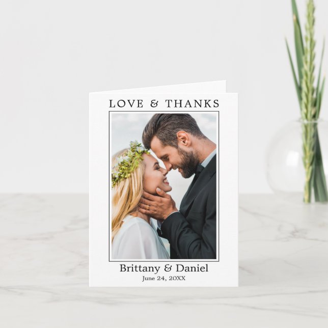 Modern Minimalist Simple Wedding Love Thanks Note Thank You Card (Front)