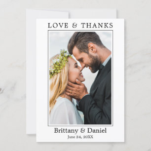 Modern Minimalist Simple Wedding Love Thanks Thank You Card