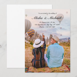 Modern minimalist simple wedding photo adventure invitation