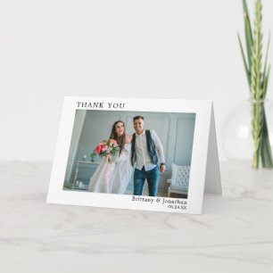 Modern Minimalist Simple Wedding Photo Fold Thank You Card