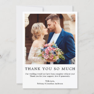 Modern Minimalist Simple Wedding Photo So Much Thank You Card