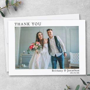 Modern Minimalist Simple Wedding Photo Thank You Card